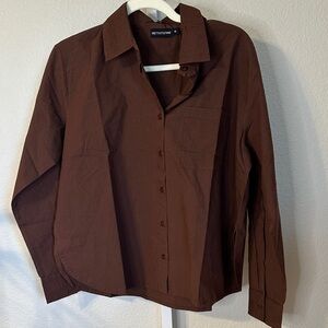 PrettyLittleThing Deep Brown Button-Down‎ Shirt